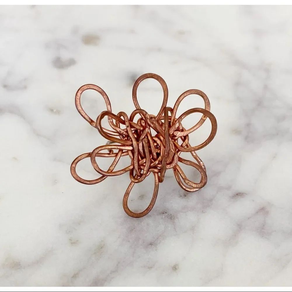 HANDMADE Rose Gold Metal Flower Ring